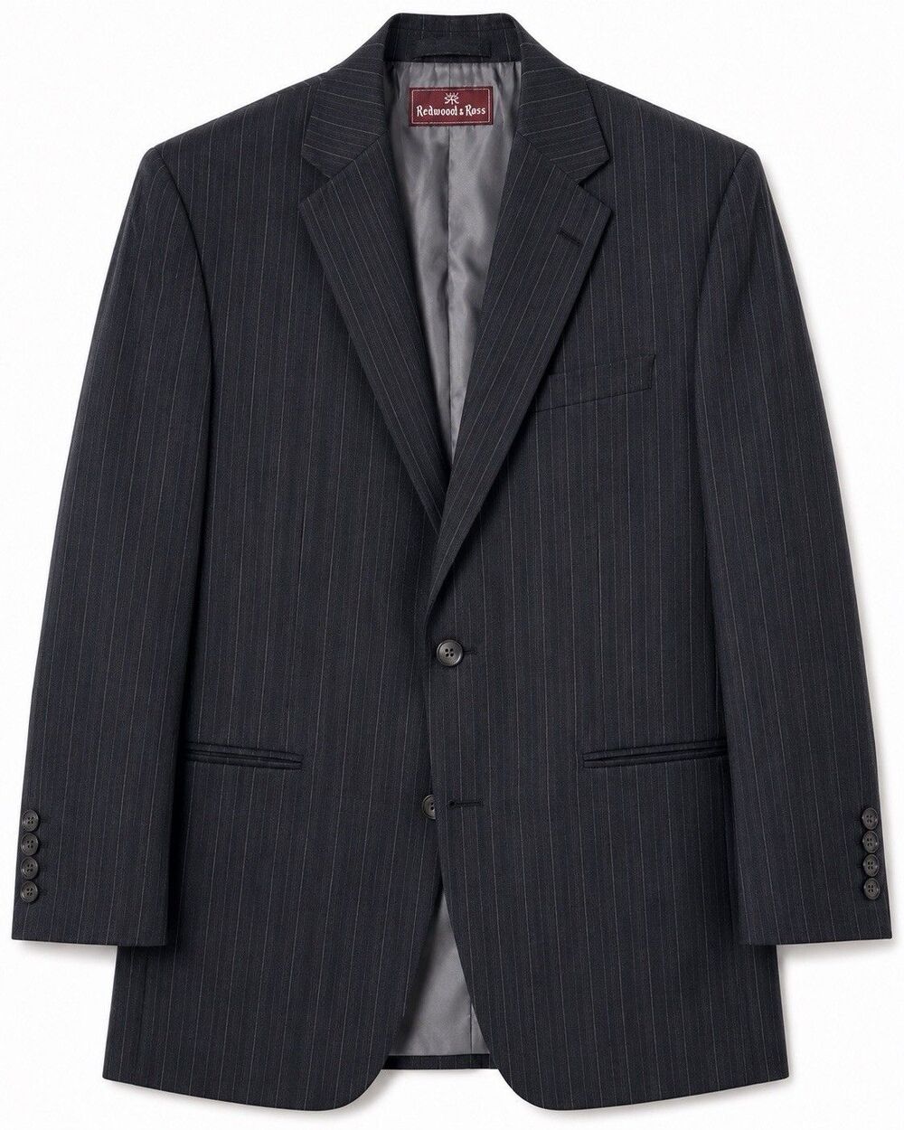 Vintage Redwood & Ross Suit Jacket Men's 40 Gray Pinstripe Classic 2 Button USA